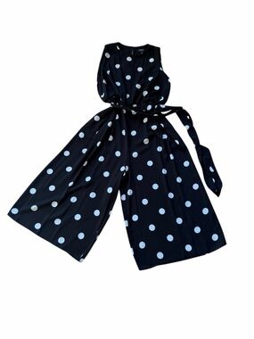 Ignight Evenings Polka Dot Black & White Sleeveless Jumpsuit with Pockets